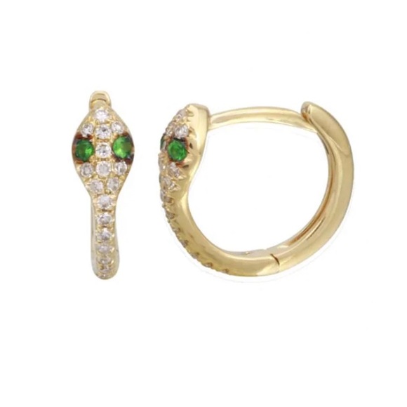 Snake Huggie Earring 14k gold and diamonds (single) - Picture 1 of 8